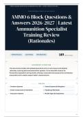 AMMO 6 Block 145&plus; Questions & Answers 2026-2027 ｜ Latest Ammunition Specialist Training Review &lpar;Rationales&rpar;