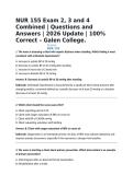 NUR 155 Exam 2&comma; 3 and 4 Combined &vert; Questions and Answers &vert; 2026 Update &vert; 100&percnt; Correct &ndash; Galen College&period;