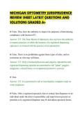 MICHIGAN OPTOMETRY JURISPRUDENCE&NewLine;REVIEW SHEET LATEST QUESTIONS AND&NewLine;SOLUTIONS GRADED A&plus;