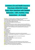 Louisiana Life and Health Insurance Prep Exam 2026&sol;2027 Actual Exam-Style Questions with Detailed Rationales &vert; 100&percnt; Verified &vert; Pass Guaranteed &ndash; A&plus; Graded