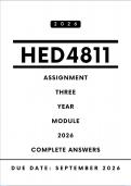 HED4811 Assignment 3 Answers - Year Module &vert; Due Date&colon; September 2026