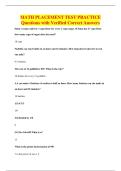 MATH PLACEMENT TEST PRACTICE&NewLine;Questions with Verified Correct Answers