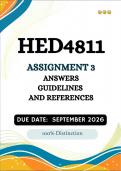 HED4811 Assignment 3 &vert;&vert;&lpar;ANSWERS AND GUIDELINES&rpar;&vert; Due Date September 2026