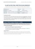 Club Pilates Final Written Exam 2026&sol;2027 &vert; Complete Q&A &vert; Pilates Certification &vert; A&plus; Graded&NewLine;&NewLine;