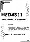 HED4811 Assignment 3 &lpar;2026&rpar; Complete Answers &vert;DISTINCTION-LEVEL&vert; Due Date September 2026&vert;