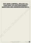TEST BANK CAMPBELL BIOLOGY ALL &NewLine;CHAPTERS 12TH EDITION&sol;CORRECT &NewLine;QUESTIONS AND ANSWERS&sol;VERIFIED A&plus; 