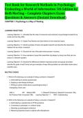 Test Bank for Research Methods in Psychology&colon; Evaluating a World of Information 5th Edition by Beth Morling &vert; Complete Chapters &vert; Exam Questions & Answers