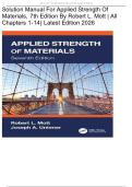 Solution Manual for Applied Strength of Materials&comma; 7th Edition by Robert L&period; Mott &vert; All Chapters 1-14&vert; Latest Edition 2026