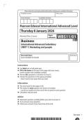 2026 Pearson Edexcel International A Level Business UNIT 1&vert;WBS11&sol;01&vert;Question paper&vert;JANUARY 2026