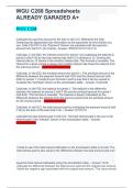WGU C268 Spreadsheets Exam Practice Questions and Answers 2026&sol;2027