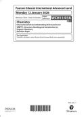 2026 Pearson Edexcel International A Level CHEMISTRY UNIT 1&vert;WCH11&sol;01A&vert;Question paper&vert;JANUARY 2026