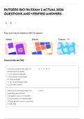 RUTGERS BIO 116 EXAM 2 ACTUAL 2026 QUESTIONS AND VERIFIED ANSWERS