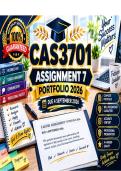 CAS3701 Assignment 7 Portfolio 2026 - Due 4 September 2026 updated with questions&comma; answers and multiple choices with well described  rationales