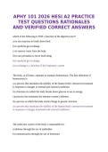 APHY 101 2026 HESI A2 PRACTICE TEST QUESTIONS RATIONALES AND VERIFIED CORRECT ANSWERS