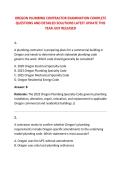 OREGON PLUMBING CONTRACTOR EXAMINATION COMPLETE &NewLine;QUESTIONS AND DETAILED SOLUTIONS LATEST UPDATE THIS &NewLine;YEAR JUST RELEASED