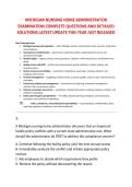 MICHIGAN NURSING HOME ADMINISTRATOR &NewLine;EXAMINATION COMPLETE QUESTIONS AND DETAILED &NewLine;SOLUTIONS LATEST UPDATE THIS YEAR JUST RELEASED