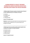 ALABAMA PROPERTY & CASUALTY INSURANCE &NewLine;EXAMINATION COMPLETE QUESTIONS AND DETAILED &NewLine;SOLUTIONS LATEST UPDATE THIS YEAR JUST RELEASED