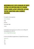 MICROBIOLOGY WITH DISEASES BY BODY&NewLine;SYSTEM 5TH EDITION END OF COURSE&NewLine;STUDY GUIDE LATEST UPDATED ACTUAL&NewLine;TESTED QUESTIONS AND CORRECT&NewLine;ANSWERS