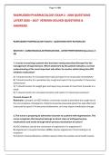 RASMUSSEN PHARMACOLOGY EXAM 2 - 2026 QUESTIONS &NewLine;LATEST 2026 &ndash; 2027  VERSION SOLVED QUESTIONS & &NewLine;ANSWERS