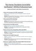 Rick Hansen Foundation Accessibility Certification&trade; &lpar;RHFAC&rpar; Professional Exam Questions & Answers&vert; Latest Update&vert; Guaranteed Pass&NewLine;