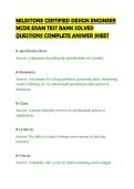 MILESTONE CERTIFIED DESIGN ENGINEER&NewLine;MCDE EXAM TEST BANK SOLVED&NewLine;QUESTIONS COMPLETE ANSWER SHEET&NewLine;