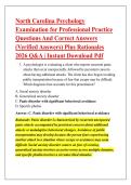 North Carolina Psychology &NewLine;Examination for Professional Practice &NewLine;Questions And Correct Answers &NewLine;&lpar;Verified Answers&rpar; Plus Rationales &NewLine;2026 Q&A &vert; Instant Download Pdf 