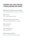 MILLWRIGHT LEVEL 3 FINAL PAPER 2026&NewLine;COMPLETE QUESTIONS AND ANSWERS