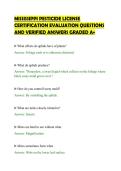 MISSISSIPPI PESTICIDE LICENSE&NewLine;CERTIFICATION EVALUATION QUESTIONS&NewLine;AND VERIFIED ANSWERS GRADED A&plus;