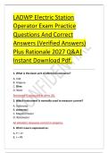 LADWP Electric Station &NewLine;Operator Exam Practice &NewLine;Questions And Correct &NewLine;Answers &lpar;Verified Answers&rpar; &NewLine;Plus Rationale 2027 Q&A&vert; &NewLine;Instant Download Pdf&period; 