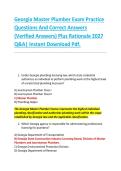 Georgia Master Plumber Exam Practice &NewLine;Questions And Correct Answers &NewLine;&lpar;Verified Answers&rpar; Plus Rationale 2027 &NewLine;Q&A&vert; Instant Download Pdf&period; 