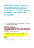 Georgia Residential Light Commercial &NewLine;Contractor Exam Practice Questions &NewLine;And Correct Answers &lpar;Verified Answers&rpar; &NewLine;Plus Rationale 2027 Q&A&vert; Instant &NewLine;Download Pdf&period;