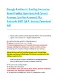 Georgia Residential Roofing Contractor &NewLine;Exam Practice Questions And Correct &NewLine;Answers &lpar;Verified Answers&rpar; Plus &NewLine;Rationale 2027 Q&A&vert; Instant Download &NewLine;Pdf&period; 