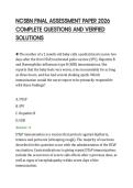NCSBN FINAL ASSESSMENT PAPER 2026&NewLine;COMPLETE QUESTIONS AND VERIFIED&NewLine;SOLUTIONS