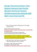 Georgia Telecommunications &sol; Data &NewLine;Systems Contractor Exam Practice &NewLine;Questions And Correct Answers &NewLine;&lpar;Verified Answers&rpar; Plus Rationale 2027 &NewLine;Q&A&vert; Instant Download Pdf&period;