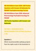 NR-546 Midterm Exam 2026&colon; 100 Practice &NewLine;Questions with Answers & Rationales for &NewLine;PMHNP Psychopharmacology Success