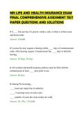 MN LIFE AND HEALTH INSURANCE EXAM&NewLine;FINAL COMPREHENSIVE ASSESSMENT TEST&NewLine;PAPER QUESTIONS AND SOLUTIONS&NewLine;