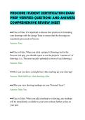 PROCORE STUDENT CERTIFICATION EXAM&NewLine;PREP VERIFIED QUESTIONS AND ANSWERS&NewLine;COMPREHENSIVE REVIEW SHEET