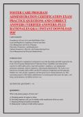 FOSTER CARE PROGRAM &NewLine;ADMINISTRATION CERTIFICATION EXAM &NewLine;PRACTICE QUESTIONS AND CORRECT &NewLine;ANSWERS &lpar;VERIFIED ANSWERS&rpar; PLUS &NewLine;RATIONALES Q&A &vert; INSTANT DOWNLOAD &NewLine;PDF