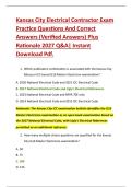 Kansas City Electrical Contractor Exam &NewLine;Practice Questions And Correct &NewLine;Answers &lpar;Verified Answers&rpar; Plus &NewLine;Rationale 2027 Q&A&vert; Instant &NewLine;Download Pdf&period; 