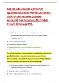Kansas City Elevator Contractor &NewLine;Qualification Exam Practice Questions &NewLine;And Correct Answers &lpar;Verified &NewLine;Answers&rpar; Plus Rationale 2027 Q&A&vert; &NewLine;Instant Download Pdf