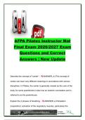 AFPA Pilates Instructor Mat Final Exam 2026&sol;2027 &vert; 109 Questions & Answers &vert; Anatomy&comma; Core Stability&comma; Mat Work & Apparatus &vert; AFPA
