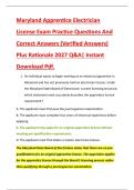 Maryland Apprentice Electrician &NewLine;License Exam Practice Questions And &NewLine;Correct Answers &lpar;Verified Answers&rpar; &NewLine;Plus Rationale 2027 Q&A&vert; Instant &NewLine;Download Pdf&period;