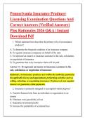 Pennsylvania Insurance Producer &NewLine;Licensing Examination Questions And &NewLine;Correct Answers &lpar;Verified Answers&rpar; &NewLine;Plus Rationales 2026 Q&A &vert; Instant &NewLine;Download Pdf