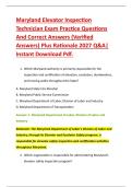 Maryland Elevator Inspection &NewLine;Technician Exam Practice Questions &NewLine;And Correct Answers &lpar;Verified &NewLine;Answers&rpar; Plus Rationale 2027 Q&A&vert; &NewLine;Instant Download Pdf&period;