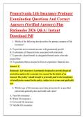 Pennsylvania Life Insurance Producer &NewLine;Examination Questions And Correct &NewLine;Answers &lpar;Verified Answers&rpar; Plus &NewLine;Rationales 2026 Q&A &vert; Instant &NewLine;Download Pdf 