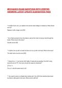 MECHANICS EXAM QUESTIONS WITH VERIFIED ANSWERS LATEST UPDATE GUARANTEED PASS