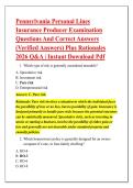 Pennsylvania Personal Lines &NewLine;Insurance Producer Examination &NewLine;Questions And Correct Answers &NewLine;&lpar;Verified Answers&rpar; Plus Rationales &NewLine;2026 Q&A &vert; Instant Download Pdf 