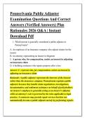 Pennsylvania Public Adjuster &NewLine;Examination Questions And Correct &NewLine;Answers &lpar;Verified Answers&rpar; Plus &NewLine;Rationales 2026 Q&A &vert; Instant &NewLine;Download Pdf 