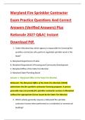 Maryland Fire Sprinkler Contractor &NewLine;Exam Practice Questions And Correct &NewLine;Answers &lpar;Verified Answers&rpar; Plus &NewLine;Rationale 2027 Q&A&vert; Instant &NewLine;Download Pdf