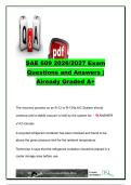 SAE 609 Exam 2026&sol;2027 &ndash; 30&plus; Questions & Answers &vert; R-134a&comma; R-1234yf&comma; Refrigerant Recovery&comma; EPA Section 609 & SAE Standards &vert; SAE International